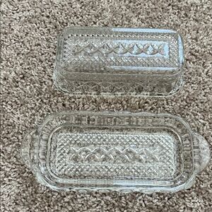 Vintage Elegant Clear Glass Butter Dish